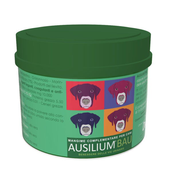 AUSILIUM BAU 300 g Mangime complementare per cani in polvere, con misurino dosatore.
